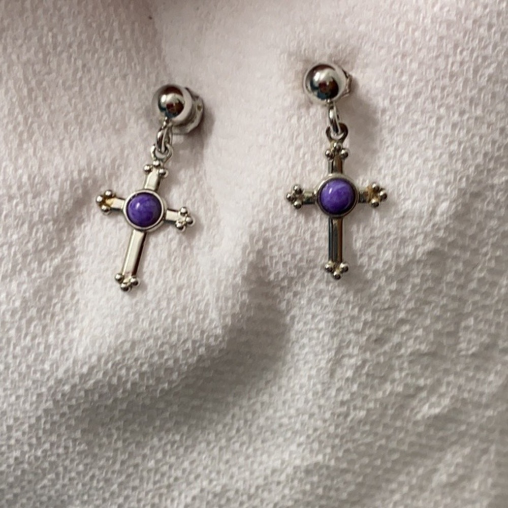 Wheeler cross lab created opal earrings